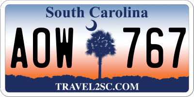 SC license plate AOW767