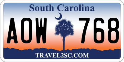 SC license plate AOW768