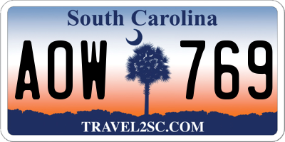 SC license plate AOW769