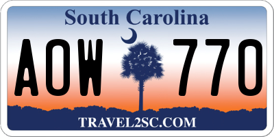 SC license plate AOW770