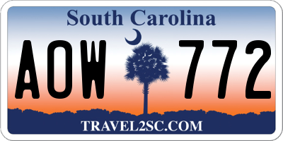 SC license plate AOW772
