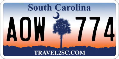 SC license plate AOW774