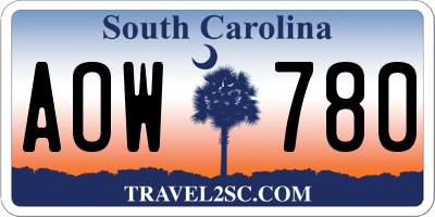 SC license plate AOW780