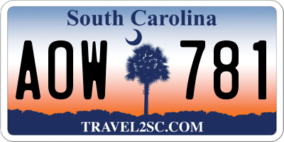 SC license plate AOW781