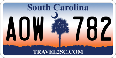 SC license plate AOW782