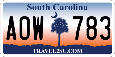 SC license plate AOW783