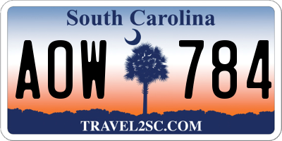 SC license plate AOW784