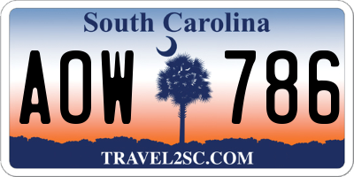 SC license plate AOW786