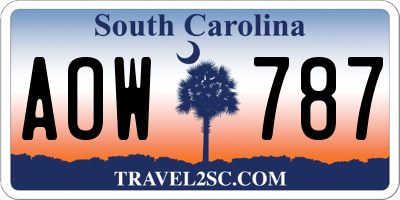 SC license plate AOW787