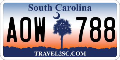SC license plate AOW788