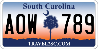 SC license plate AOW789