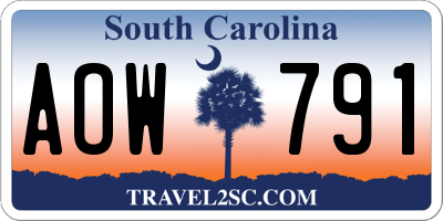 SC license plate AOW791