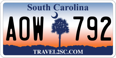 SC license plate AOW792