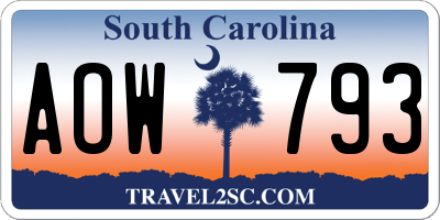 SC license plate AOW793
