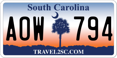 SC license plate AOW794