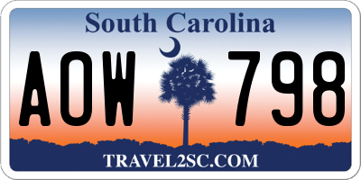 SC license plate AOW798