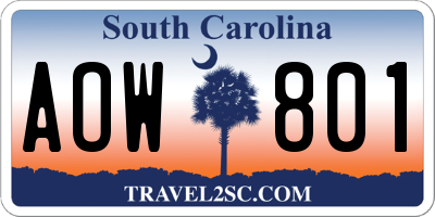 SC license plate AOW801