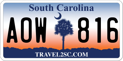 SC license plate AOW816