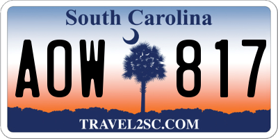 SC license plate AOW817