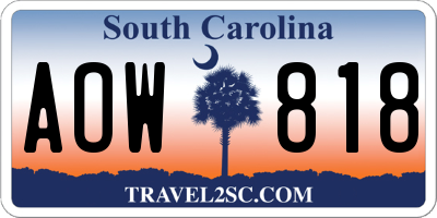 SC license plate AOW818