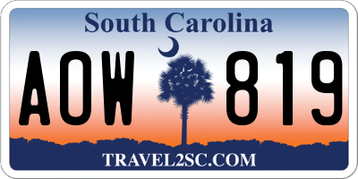 SC license plate AOW819