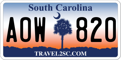 SC license plate AOW820