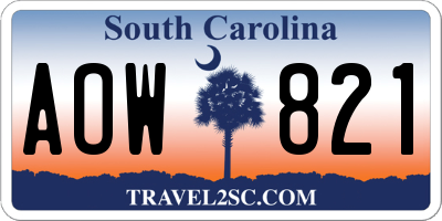 SC license plate AOW821