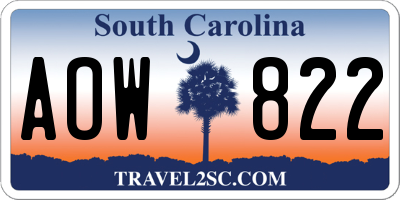 SC license plate AOW822