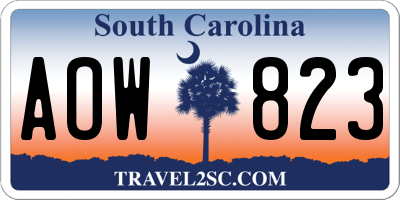 SC license plate AOW823