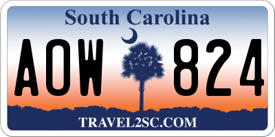 SC license plate AOW824