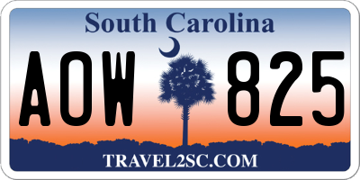 SC license plate AOW825