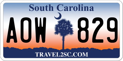 SC license plate AOW829