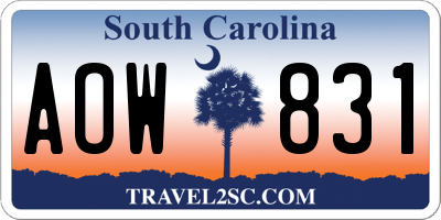 SC license plate AOW831