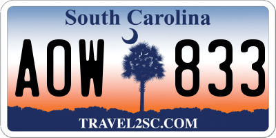 SC license plate AOW833