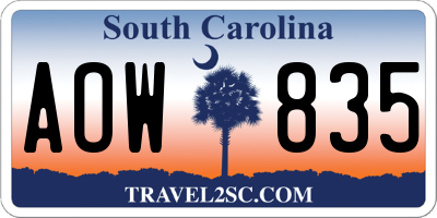 SC license plate AOW835
