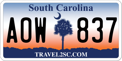 SC license plate AOW837