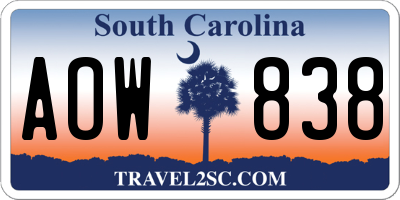 SC license plate AOW838