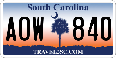 SC license plate AOW840