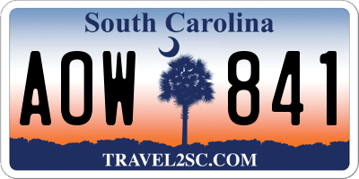 SC license plate AOW841