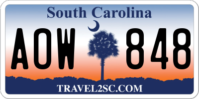 SC license plate AOW848