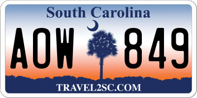 SC license plate AOW849