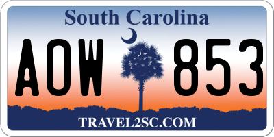 SC license plate AOW853