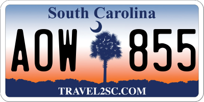 SC license plate AOW855