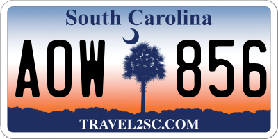 SC license plate AOW856
