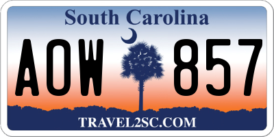 SC license plate AOW857
