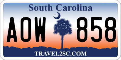 SC license plate AOW858