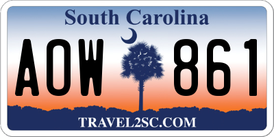 SC license plate AOW861