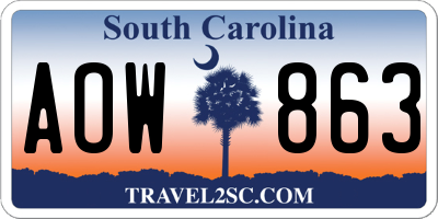SC license plate AOW863