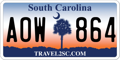 SC license plate AOW864