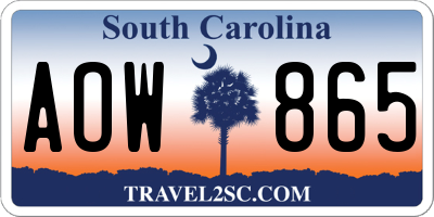 SC license plate AOW865